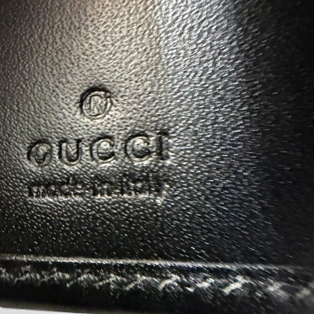 Gucci Vintage GG Canvas Black Leather Piston Clasp Bifold Wallet Made in Italy - Picture 12 of 12